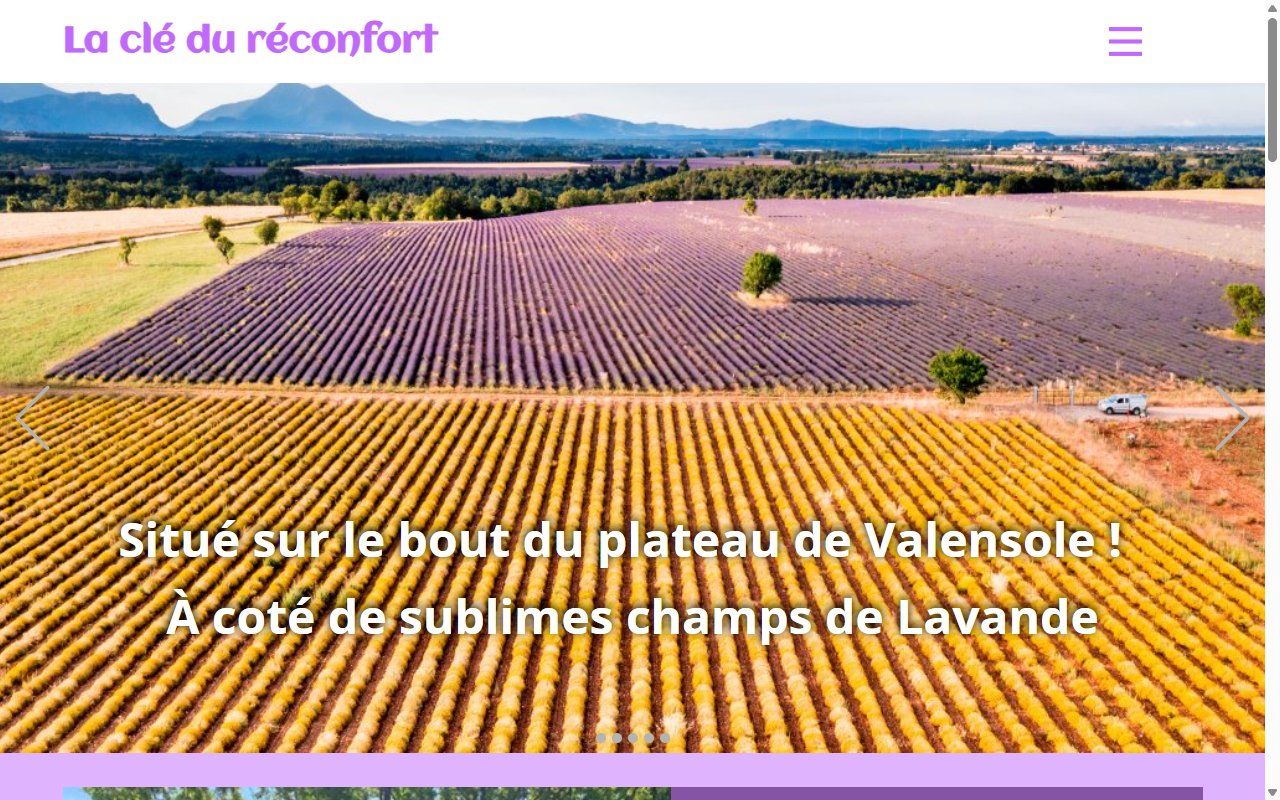 Capture d'écran du site La Clé du Réconfort